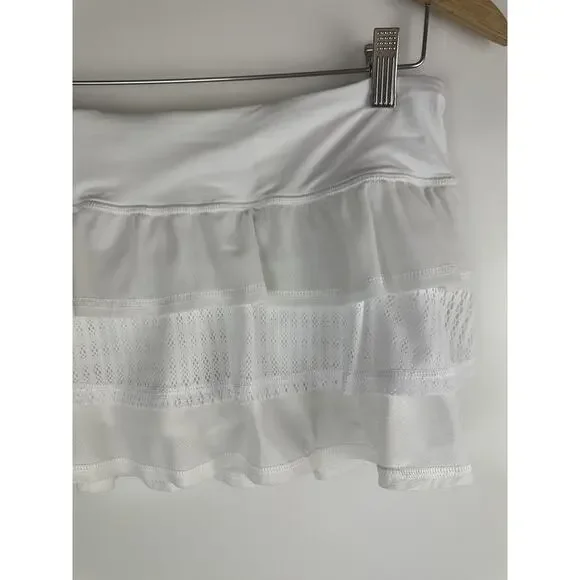 Lululemon Run Nothing to Hide Mini Micro Skort Skirt Shorts Tiered White Size 6 - Picture 4 of 16
